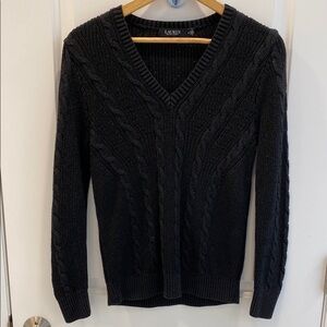 Lauren Black Shimmer Cable Knit Sweater